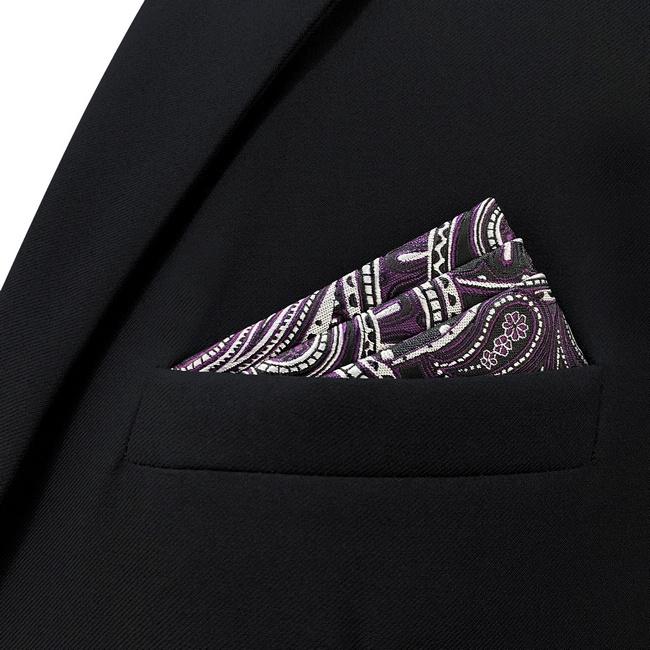 shlax & wing AH72 Dark Purple Paisley Mens Handkerchief Fashion Classic Wedding Party Gift Handkerchief Ofertas