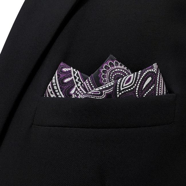 shlax & wing AH72 Dark Purple Paisley Mens Handkerchief Fashion Classic Wedding Party Gift Handkerchief Ofertas