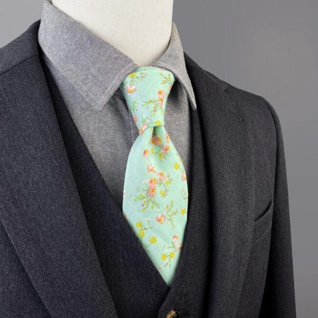 shlax & wing Green Floral Men’s Skinny Necktie Cotton 6cm Gift Wedding Party Casual Gravatas Gran oferta
