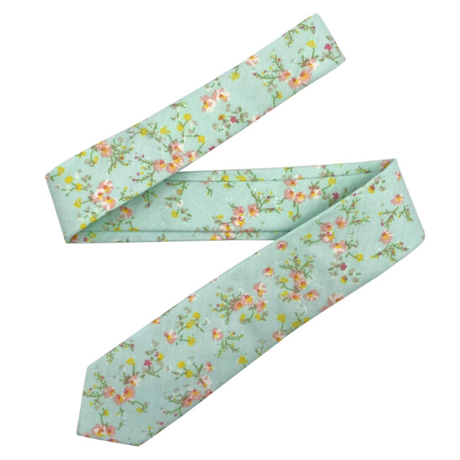 shlax & wing Green Floral Men’s Skinny Necktie Cotton 6cm Gift Wedding Party Casual Gravatas Gran oferta