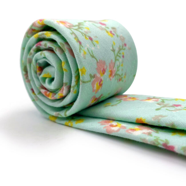 shlax & wing Green Floral Men’s Skinny Necktie Cotton 6cm Gift Wedding Party Casual Gravatas Gran oferta