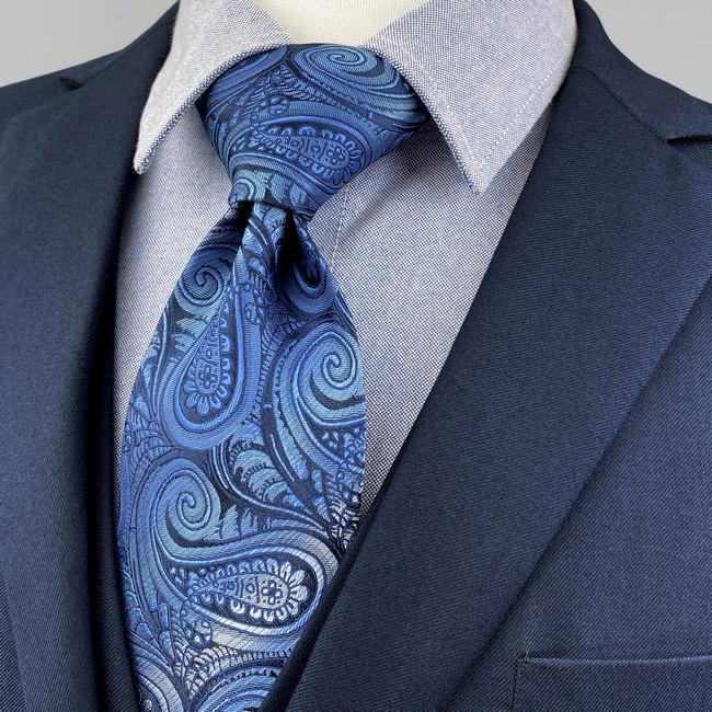 shlax & wing J1 Blue Paisley Mens Neckties Set Business Ties Classic Gift Fashion Pocket Square Wedding Rebajas baratas