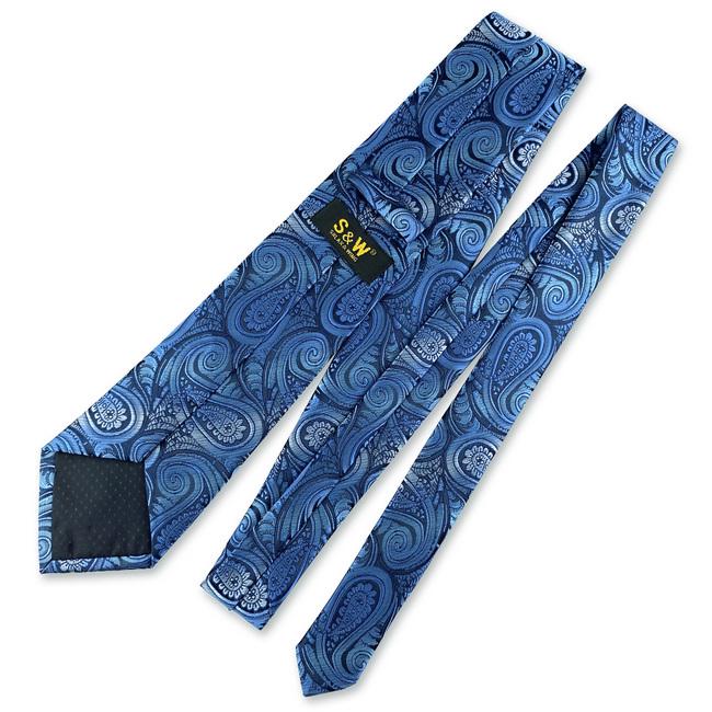 shlax & wing J1 Blue Paisley Mens Neckties Set Business Ties Classic Gift Fashion Pocket Square Wedding Rebajas baratas