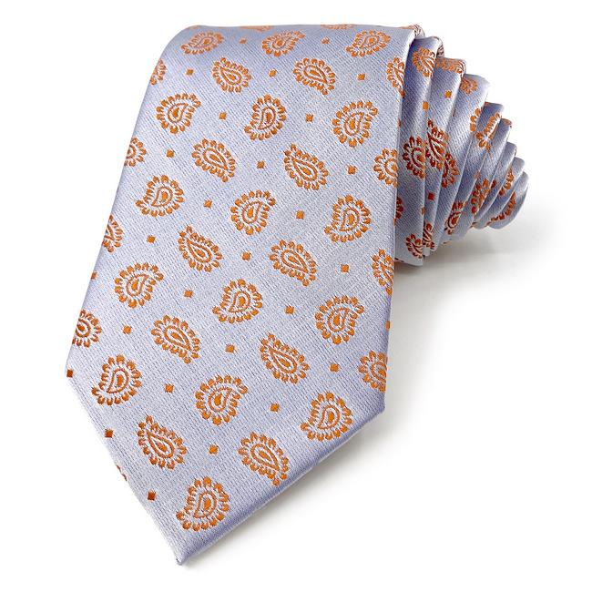 shlax & wing J26 Light Gray Orange Paisley Mens Neckties Classic Business Fashion Wedding Hanky Set Los más vendidos