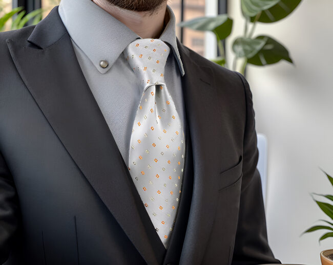 shlax & wing J4 Mens Neckties Geometric Gray Orange Fashion Wedding Dress Acceossories Descuento