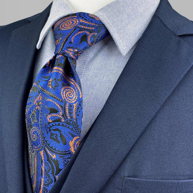 shlax & wing J9 Blue Paisley Mens Neckties Wedding Fashion Extra Long Size Party Business Classic Ties for Male Hanky Set Cufflinks Tienda