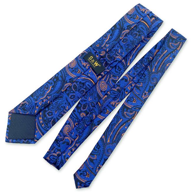 shlax & wing J9 Blue Paisley Mens Neckties Wedding Fashion Extra Long Size Party Business Classic Ties for Male Hanky Set Cufflinks Tienda