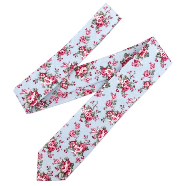 shlax & wing Men’s Neckties Handmade Cotton 6cm Skinny Blue Floral Gift Wedding Party Casual Gravatas Tienda