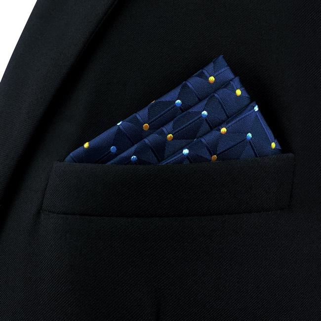 shlax & wing AH73 Navy Blue Dots Mens Handkerchief Party Fashion Business Classic Dress Handkerchief Rebajas online