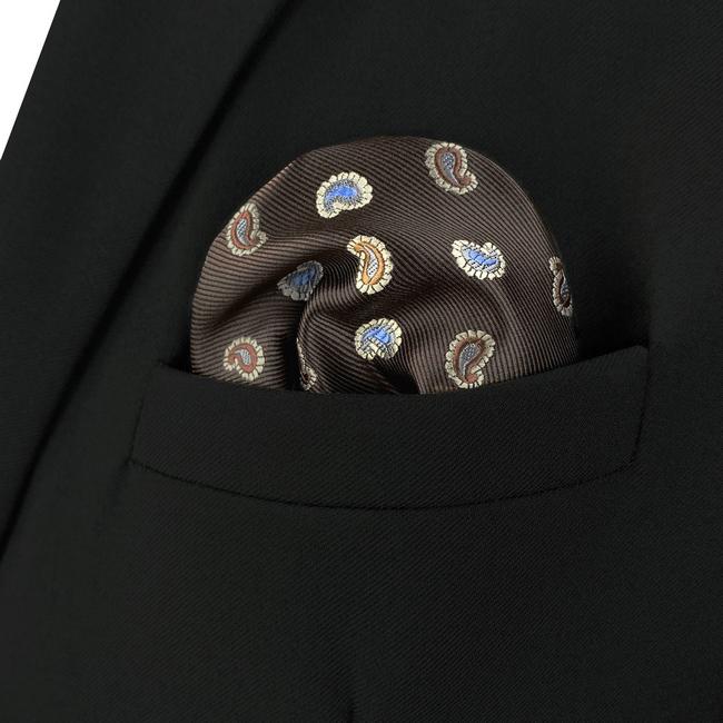 shlax & wing AH76 Mens Pocket Square Brown Paisley Fashion Classic Party Gift Handkerchief Envío gratis