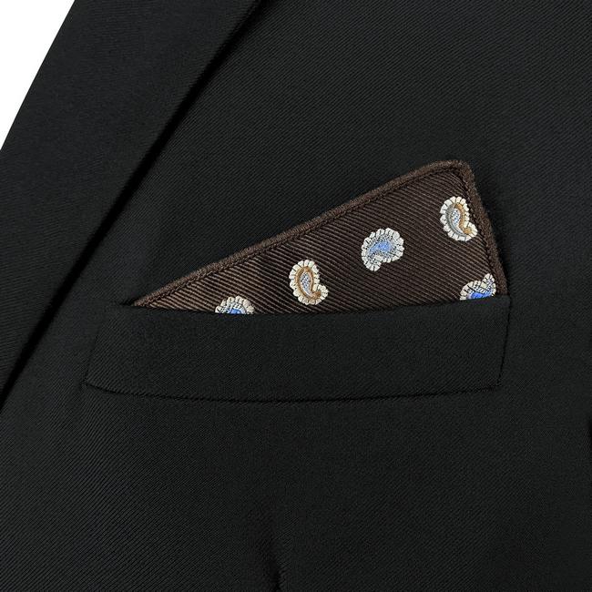 shlax & wing AH76 Mens Pocket Square Brown Paisley Fashion Classic Party Gift Handkerchief Envío gratis