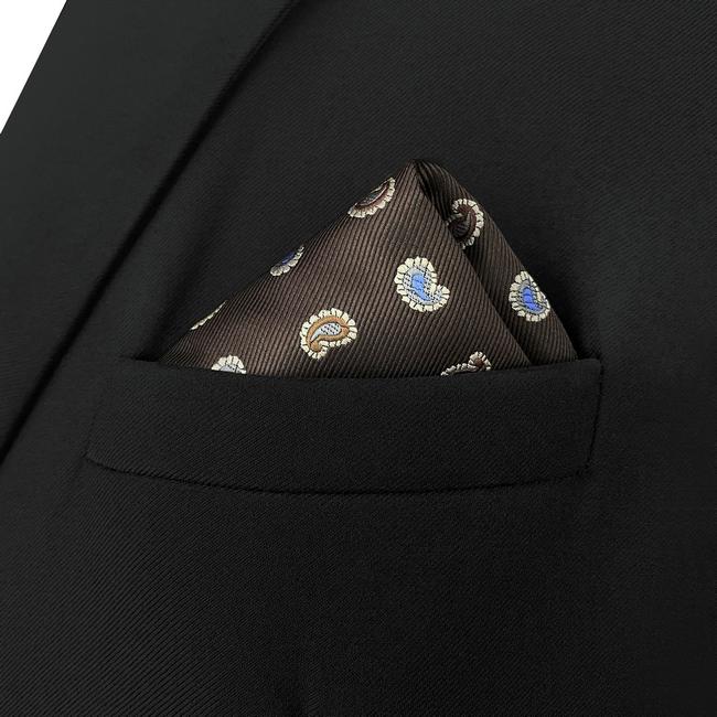 shlax & wing AH76 Mens Pocket Square Brown Paisley Fashion Classic Party Gift Handkerchief Envío gratis