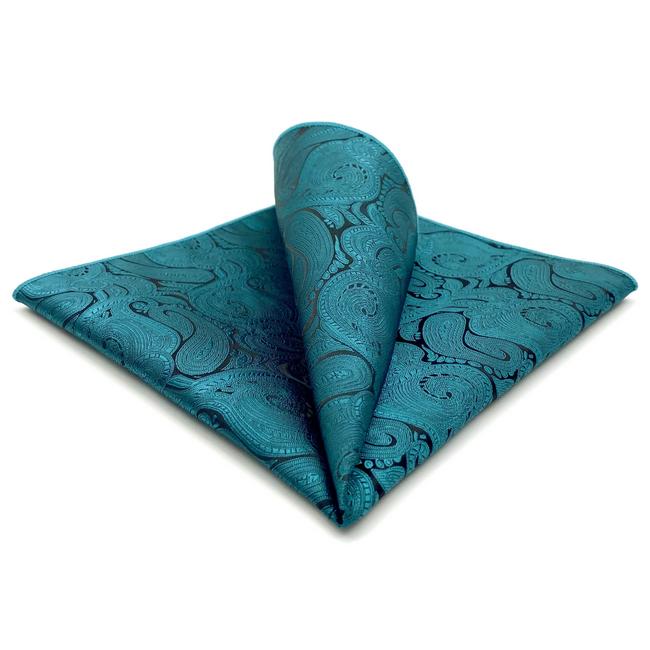 shlax & wing AH77 Dark Teal Paisley Mens Pocket Square Luxury Gift Accessories Party Handkerchief Oferta especial