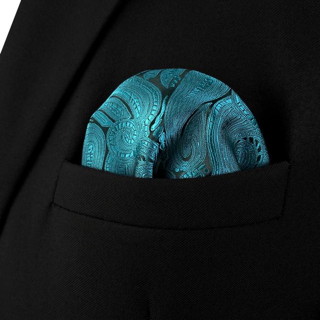 shlax & wing AH77 Dark Teal Paisley Mens Pocket Square Luxury Gift Accessories Party Handkerchief Oferta especial