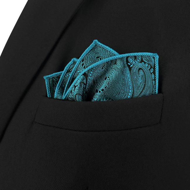 shlax & wing AH77 Dark Teal Paisley Mens Pocket Square Luxury Gift Accessories Party Handkerchief Oferta especial