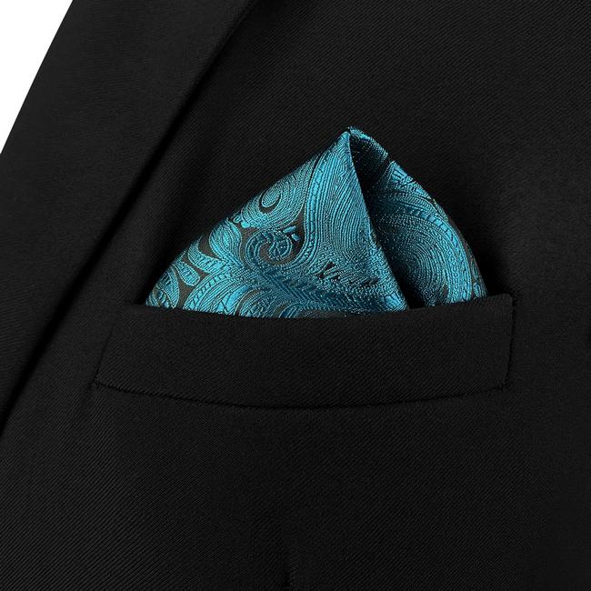 shlax & wing AH77 Dark Teal Paisley Mens Pocket Square Luxury Gift Accessories Party Handkerchief Oferta especial