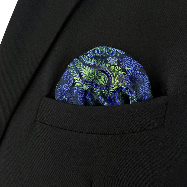 shlax & wing AH78 Green Blue Paisley Mens Pocket Square Classic Fashion Wedding Handkerchief Envío gratis