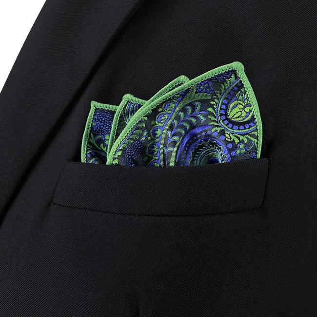 shlax & wing AH78 Green Blue Paisley Mens Pocket Square Classic Fashion Wedding Handkerchief Envío gratis