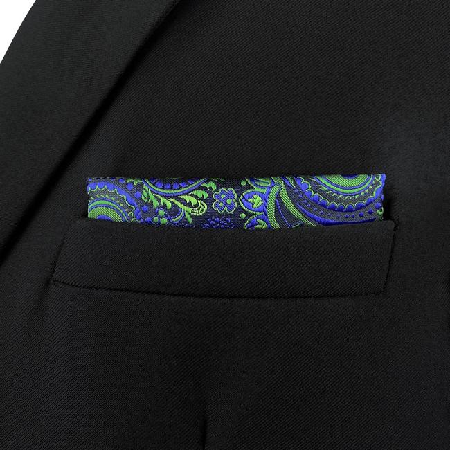 shlax & wing AH78 Green Blue Paisley Mens Pocket Square Classic Fashion Wedding Handkerchief Envío gratis