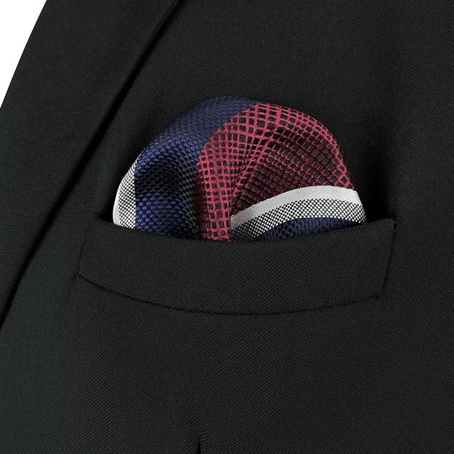 shlax & wing AH79 Red Blue Striped Mens Pocket Square Fashion Gift Business Handkerchief Últimos 3 días
