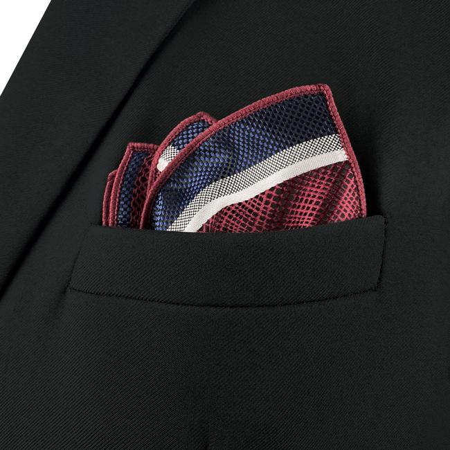 shlax & wing AH79 Red Blue Striped Mens Pocket Square Fashion Gift Business Handkerchief Últimos 3 días