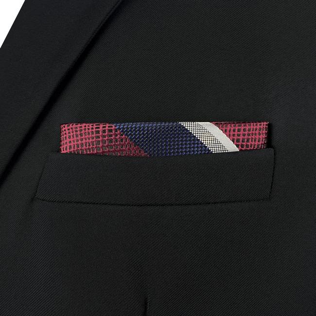 shlax & wing AH79 Red Blue Striped Mens Pocket Square Fashion Gift Business Handkerchief Últimos 3 días