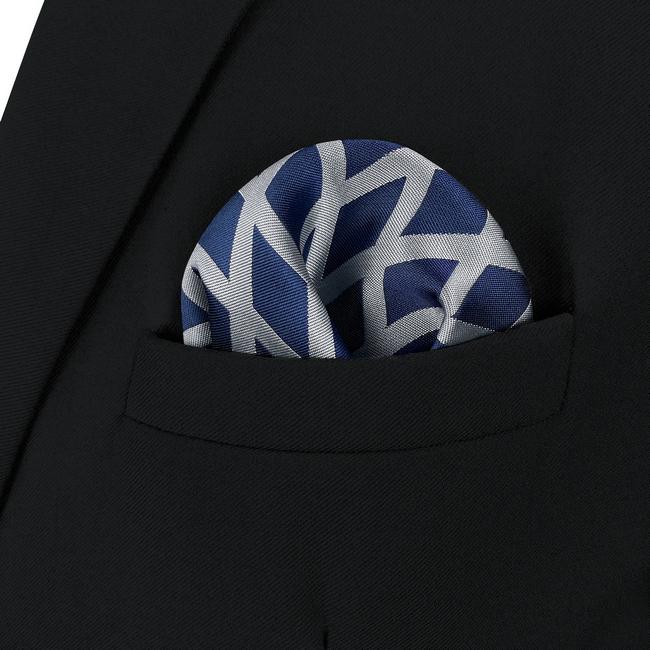 shlax & wing AH81 Grey Blue Geometric Mens Pocket Square Classic Fashion Wedding Handkerchief ÚLTIMAS EDICIONES