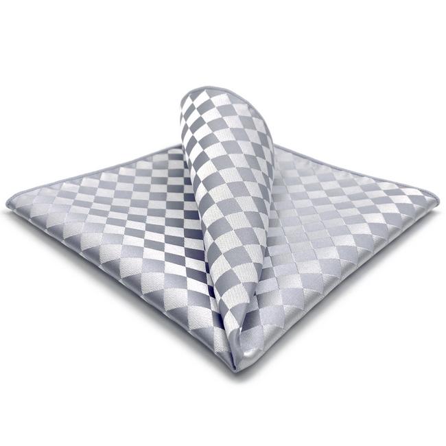 shlax & wing AH83 Silver Checkes Mens Pocket Square Classic Fashion Wedding Handkerchief Últimos 2 días