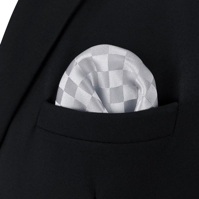 shlax & wing AH83 Silver Checkes Mens Pocket Square Classic Fashion Wedding Handkerchief Últimos 2 días