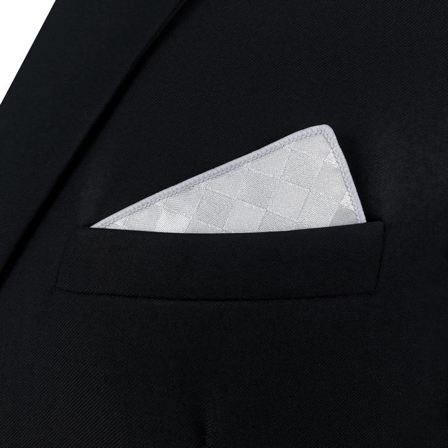 shlax & wing AH83 Silver Checkes Mens Pocket Square Classic Fashion Wedding Handkerchief Últimos 2 días