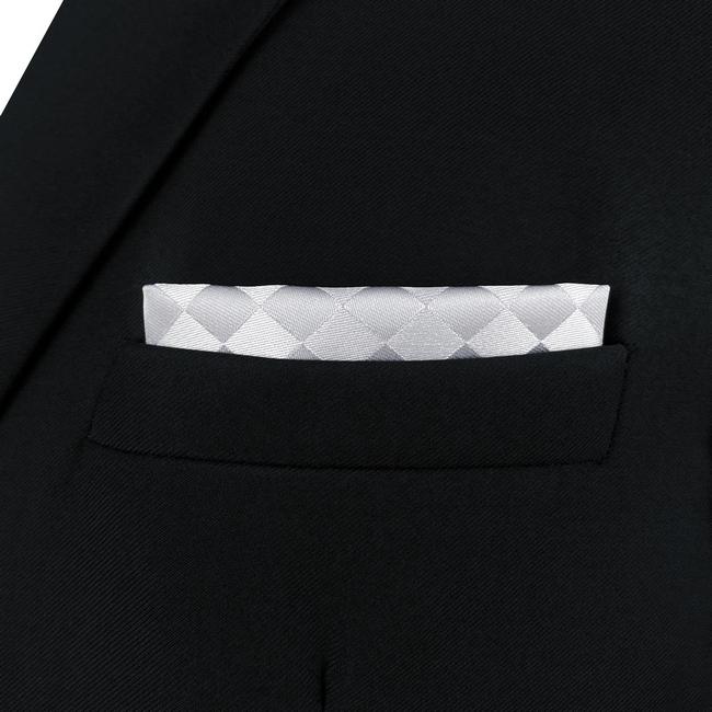 shlax & wing AH83 Silver Checkes Mens Pocket Square Classic Fashion Wedding Handkerchief Últimos 2 días