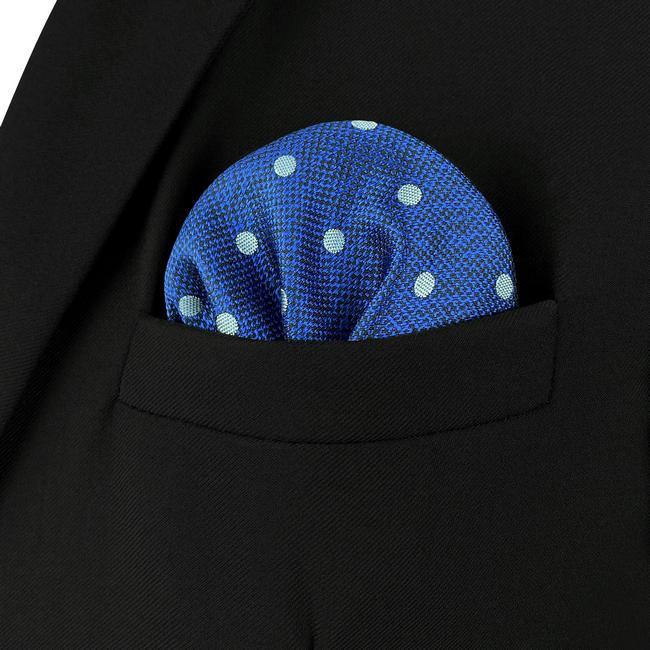 shlax & wing AH84 Blue Polka Dots Mens Pocket Square Fashion Business Accessory Handkerchief Classic Último día