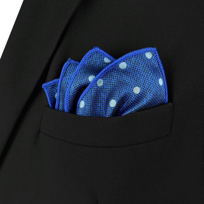 shlax & wing AH84 Blue Polka Dots Mens Pocket Square Fashion Business Accessory Handkerchief Classic Último día