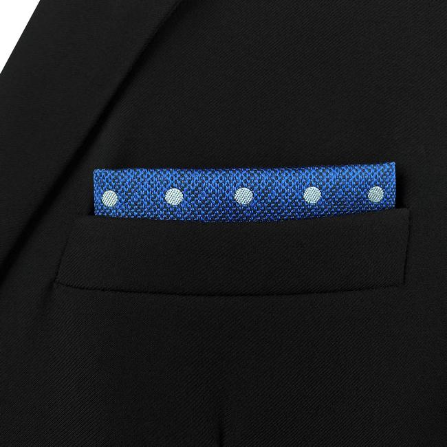 shlax & wing AH84 Blue Polka Dots Mens Pocket Square Fashion Business Accessory Handkerchief Classic Último día
