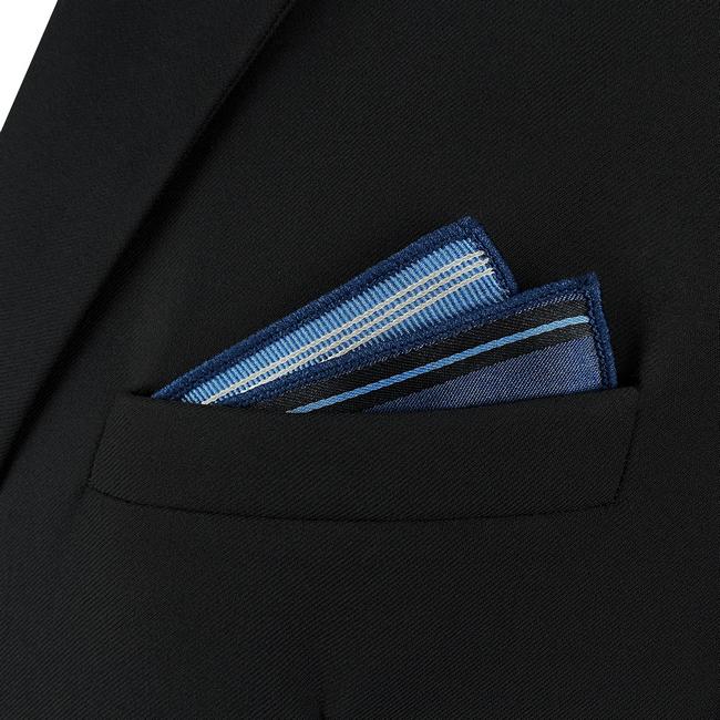 shlax & wing AH85 Navy Blue Striped Mens Pocket Square Wedding Classic Party Fashion Handkerchief Precio de fábrica