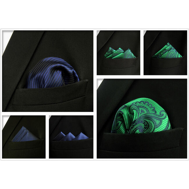 shlax & wing 5 Pieces Assorted Fashion Mens Pocket Square Classic Handkerchiefs Set 2-41 Solo hoy