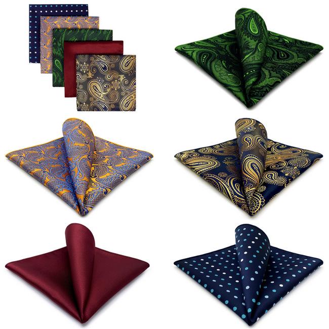 shlax & wing 5 Pieces Assorted Fashion Mens Pocket Square Classic Handkerchiefs Set 2-17 Superdescuento