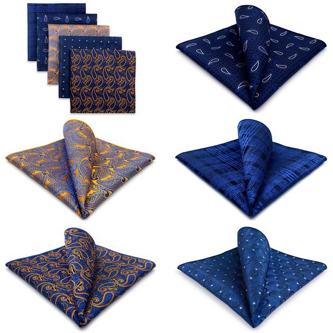 shlax & wing 5 Pieces Assorted Fashion Mens Pocket Square Classic Handkerchiefs Set 62 Tienda de fábrica