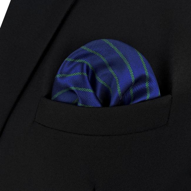 shlax & wing AH88 Blue Green Striped Mens Pocket Square Fashion Gift Business Handkerchief Groom Libre de impuestos