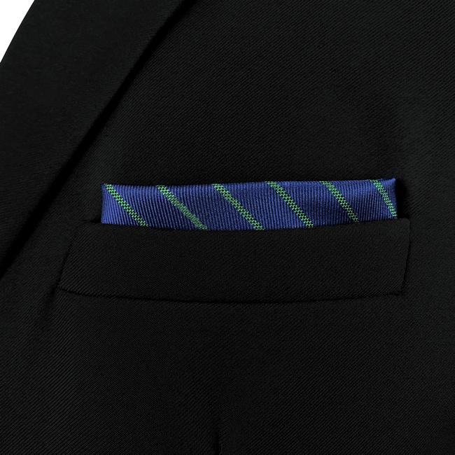 shlax & wing AH88 Blue Green Striped Mens Pocket Square Fashion Gift Business Handkerchief Groom Libre de impuestos