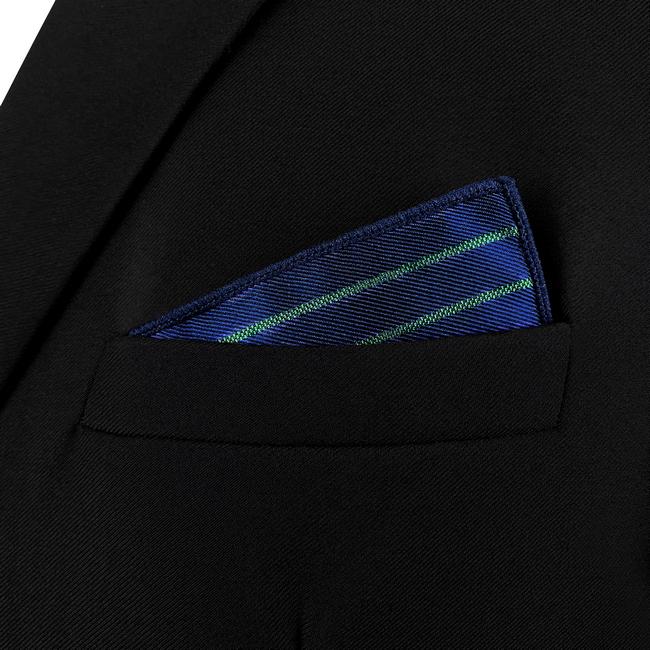 shlax & wing AH88 Blue Green Striped Mens Pocket Square Fashion Gift Business Handkerchief Groom Libre de impuestos