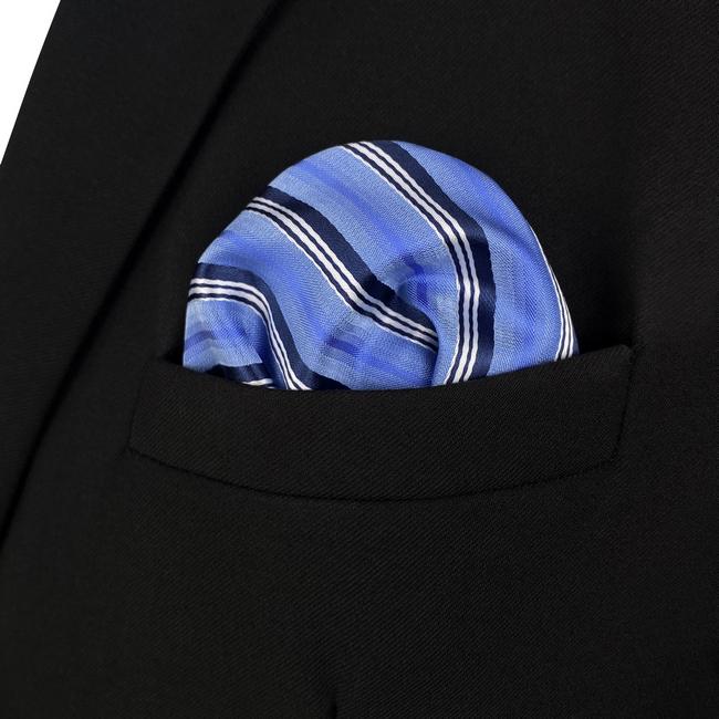 shlax & wing AH89 Light Blue Striped Mens Pocket Square Gift Fashion Party Novelty Business Handkerchief Descuentos del mes