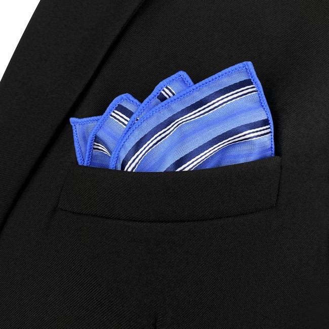 shlax & wing AH89 Light Blue Striped Mens Pocket Square Gift Fashion Party Novelty Business Handkerchief Descuentos del mes
