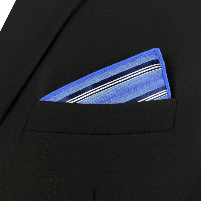 shlax & wing AH89 Light Blue Striped Mens Pocket Square Gift Fashion Party Novelty Business Handkerchief Descuentos del mes