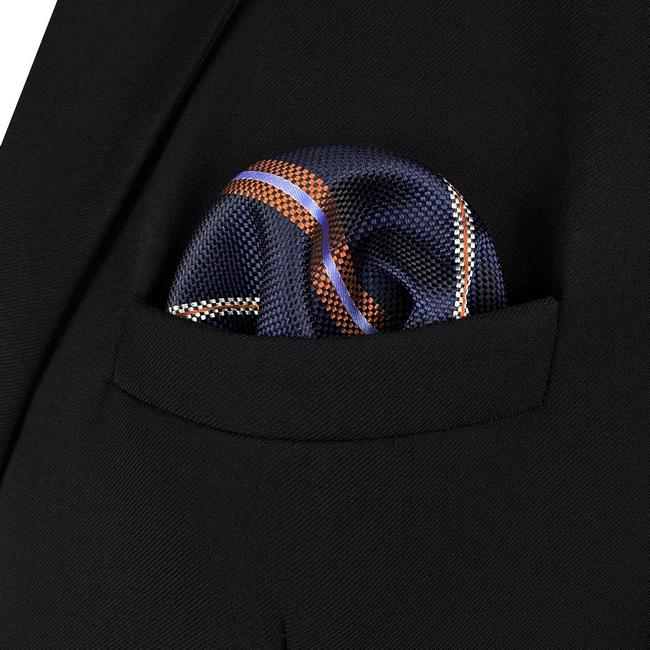 shlax & wing AH97 Blue Striped Mens Pocket Square Gift Fashion Party Novelty Business Handkerchief Oferta exclusiva