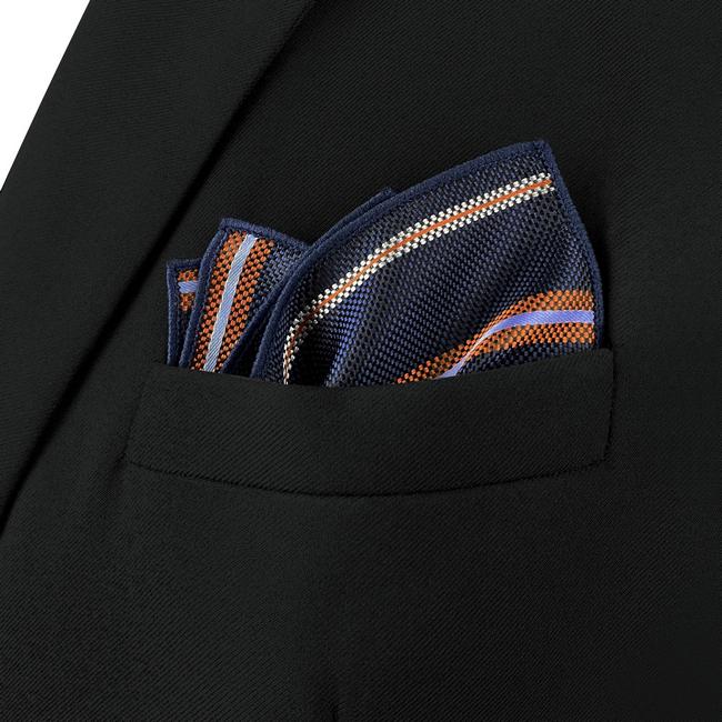 shlax & wing AH97 Blue Striped Mens Pocket Square Gift Fashion Party Novelty Business Handkerchief Oferta exclusiva