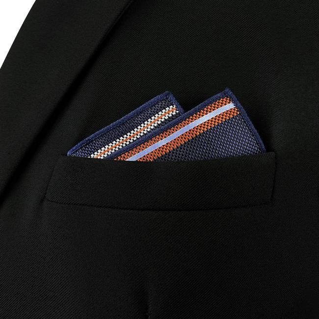 shlax & wing AH97 Blue Striped Mens Pocket Square Gift Fashion Party Novelty Business Handkerchief Oferta exclusiva