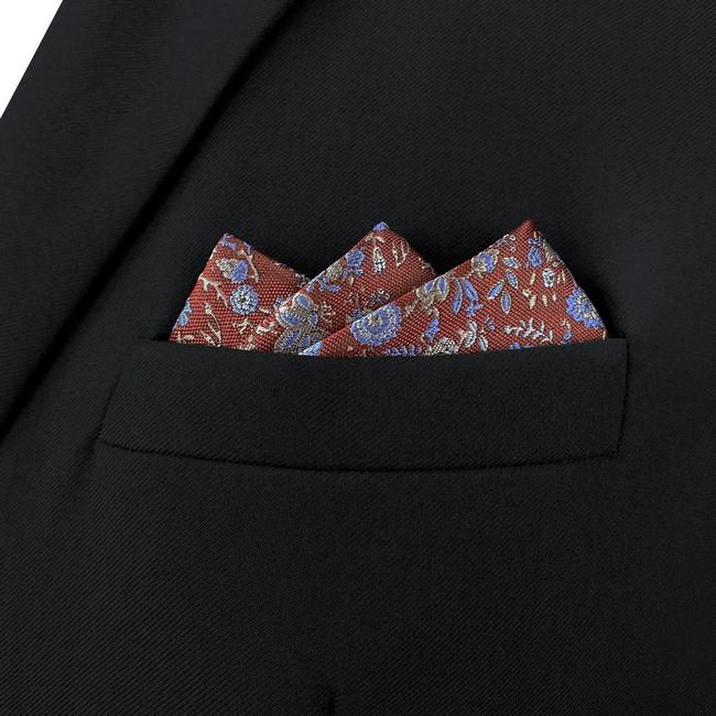 shlax & wing BH32 Red Floral Mens Pocket Square Classic Dress Party Fashion Handkerchief Wedding Última moda