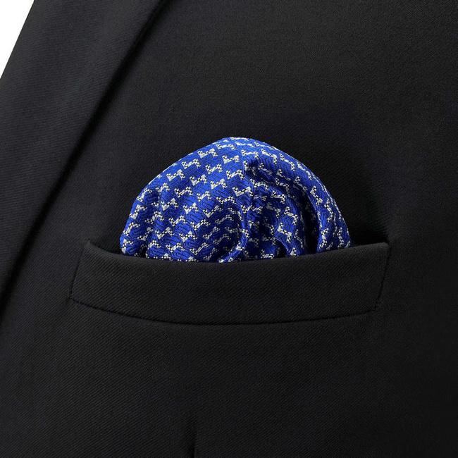 shlax & wing BH35 Blue Houndstooth Mens Pocket Square Business Acceossories Ofertas de temporada