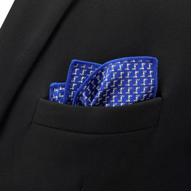 shlax & wing BH35 Blue Houndstooth Mens Pocket Square Business Acceossories Ofertas de temporada